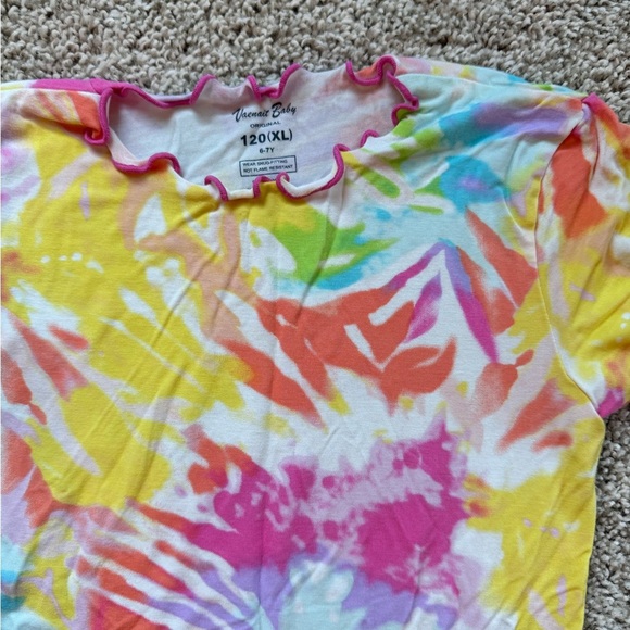 Girls buttery Soft Bamboo Pajamas Tie Dye Short Summer pajamas ruffle size XL - Picture 10 of 14